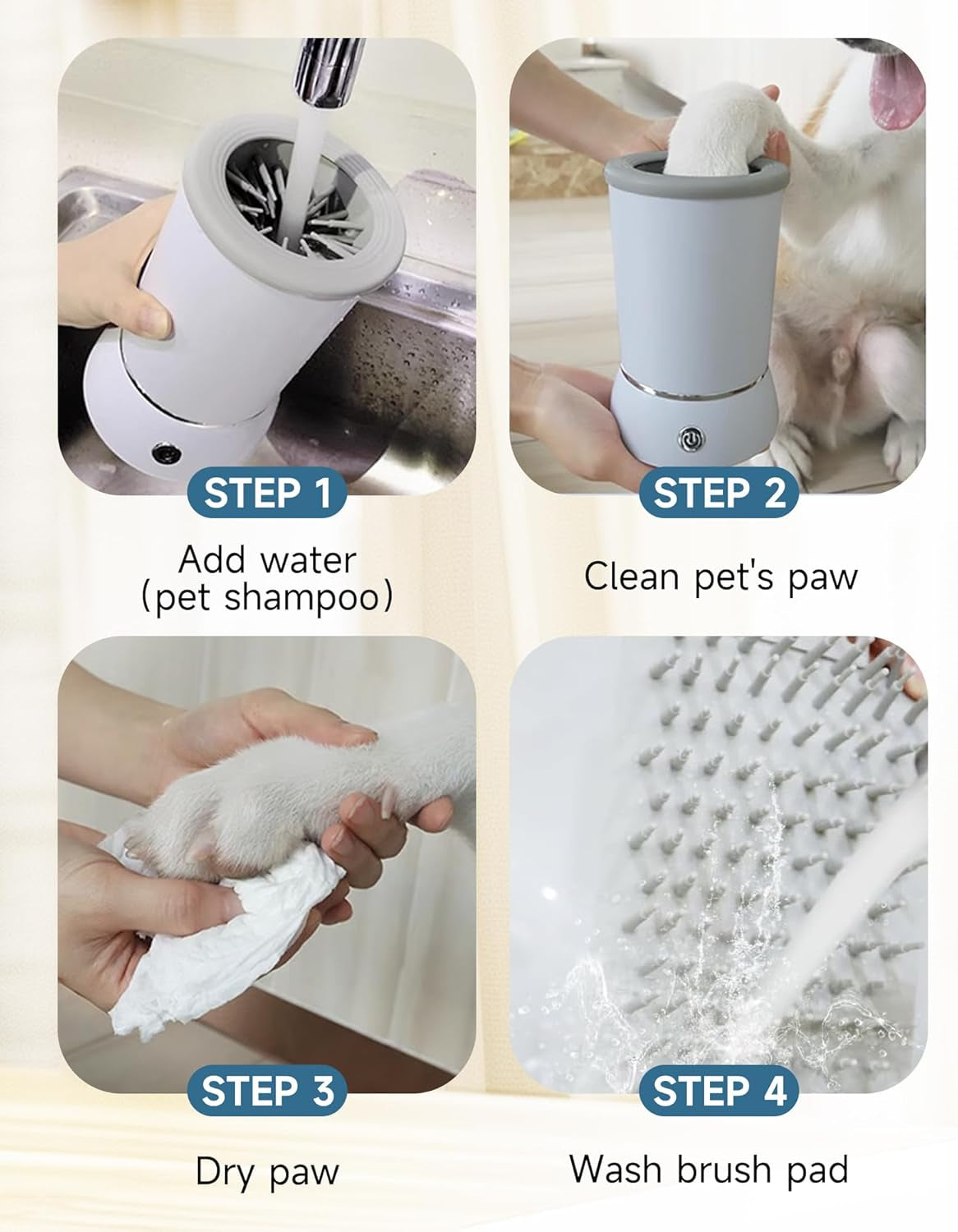 Electric Automatic Pet Paw Cleaner with Dual Speed for Small to Medium Dogs and Cats