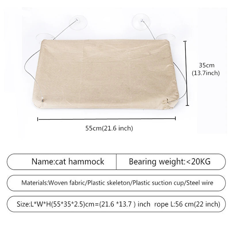 Hanging Cat Bed - Aerial Hammock for Cats with Climbing Frame and Sunny Window Seat, Supports Up to 20kg, Ideal for Winter Use