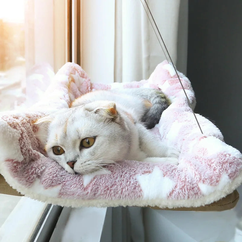 Hanging Cat Bed - Aerial Hammock for Cats with Climbing Frame and Sunny Window Seat, Supports Up to 20kg, Ideal for Winter Use