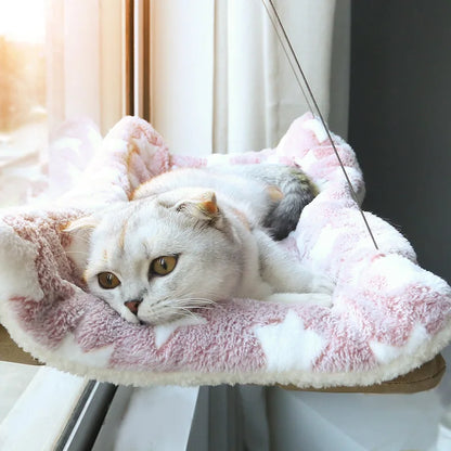 Hanging Cat Bed - Aerial Hammock for Cats with Climbing Frame and Sunny Window Seat, Supports Up to 20kg, Ideal for Winter Use