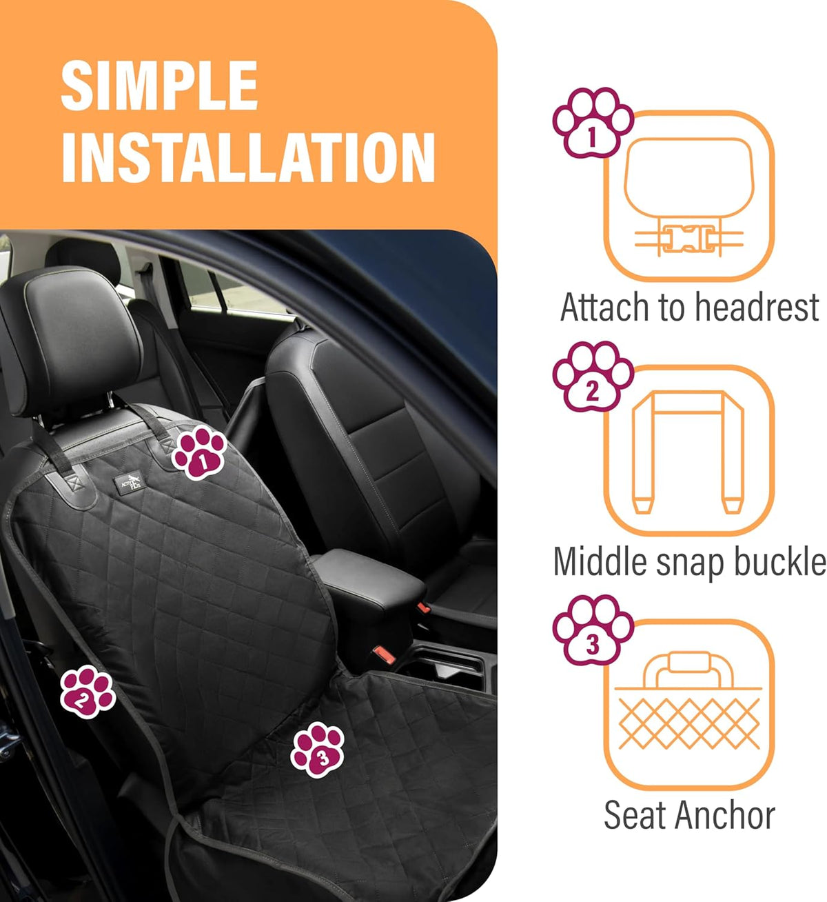 Waterproof Dog Car Seat Cover for SUVs, Trucks, and Sedans - Universal Fit Pet Safety Travel Comfort System in Beige