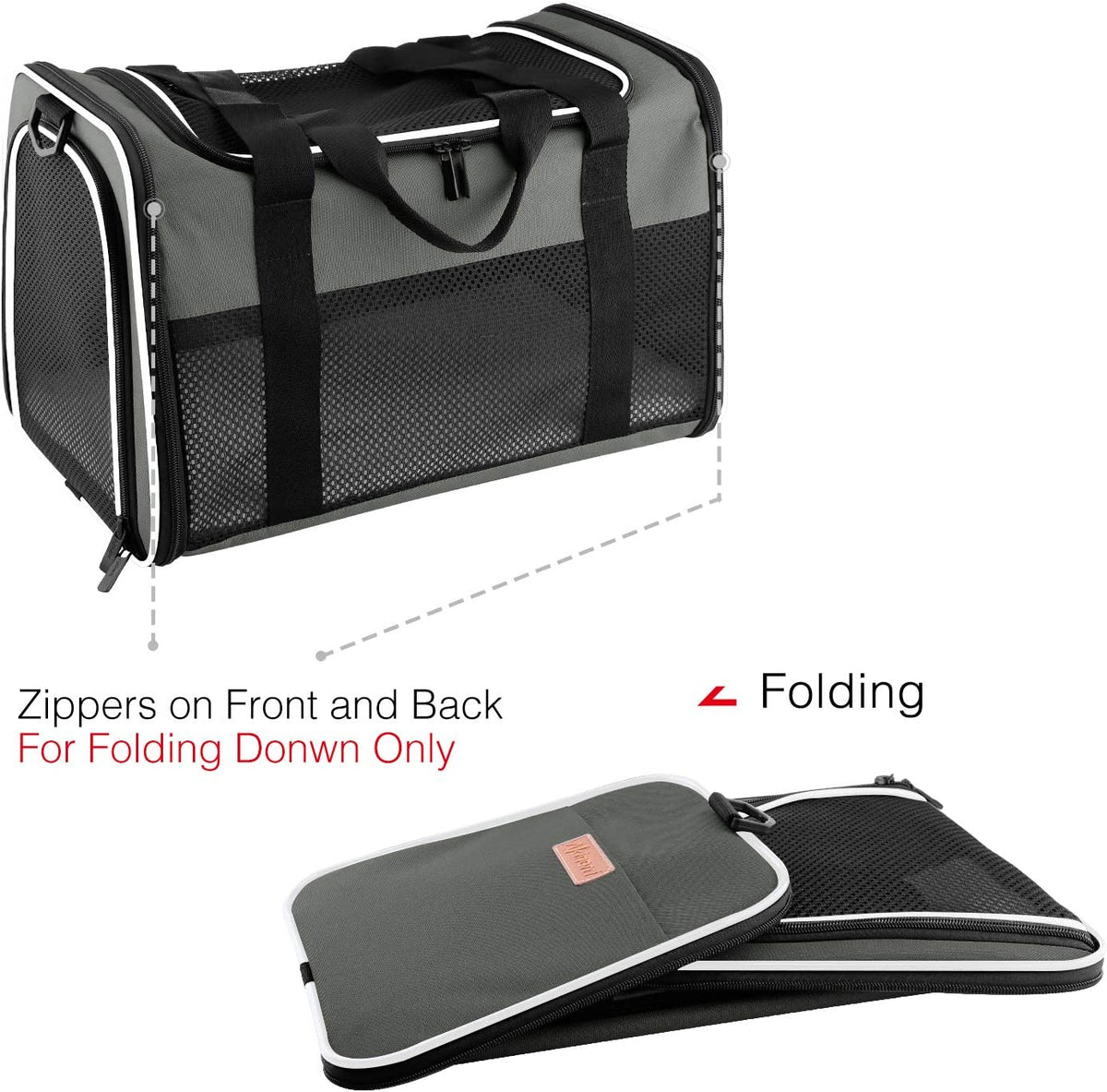 Portable Foldable Cat and Dog Carrier - Soft-Sided Pet Travel Bag for Pets Up to 22 lbs, Airline Approved