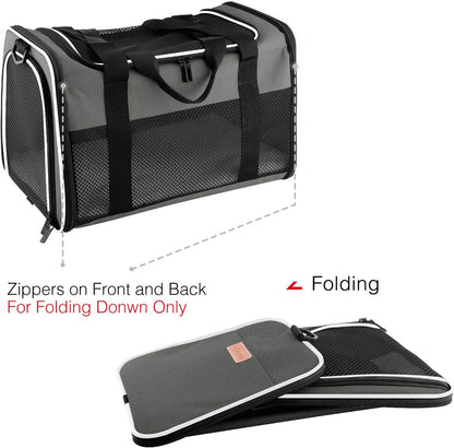 Portable Foldable Cat and Dog Carrier - Soft-Sided Pet Travel Bag for Pets Up to 22 lbs, Airline Approved