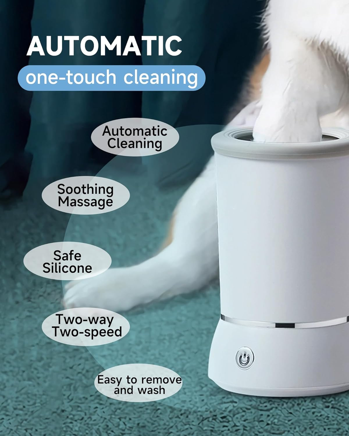 Electric Automatic Pet Paw Cleaner with Dual Speed for Small to Medium Dogs and Cats