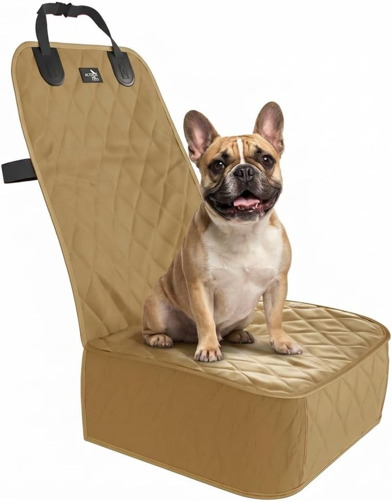 Waterproof Dog Car Seat Cover for SUVs, Trucks, and Sedans - Universal Fit Pet Safety Travel Comfort System in Beige