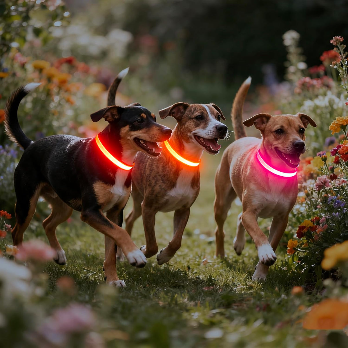 LED Dog Collar - Adjustable USB Rechargeable Super Bright Safety Light for Medium Dogs (Red)