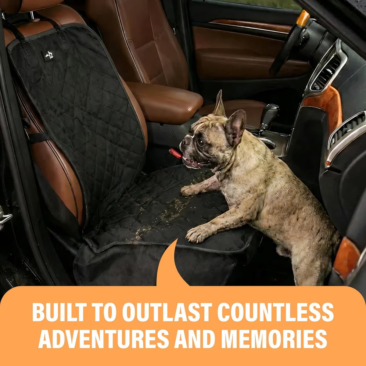 Waterproof Dog Car Seat Cover for SUVs, Trucks, and Sedans - Universal Fit Pet Safety Travel Comfort System in Beige
