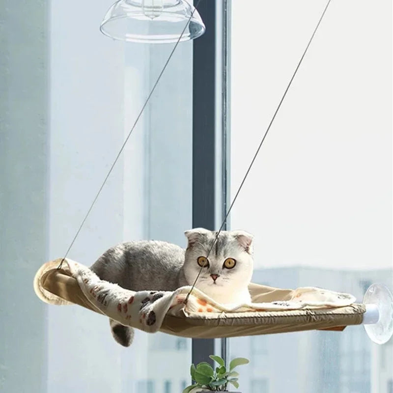 Hanging Cat Bed - Aerial Hammock for Cats with Climbing Frame and Sunny Window Seat, Supports Up to 20kg, Ideal for Winter Use