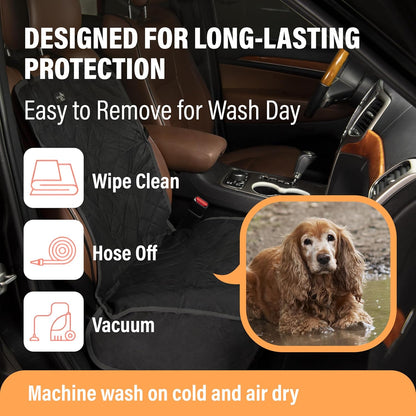 Waterproof Dog Car Seat Cover for SUVs, Trucks, and Sedans - Universal Fit Pet Safety Travel Comfort System in Beige