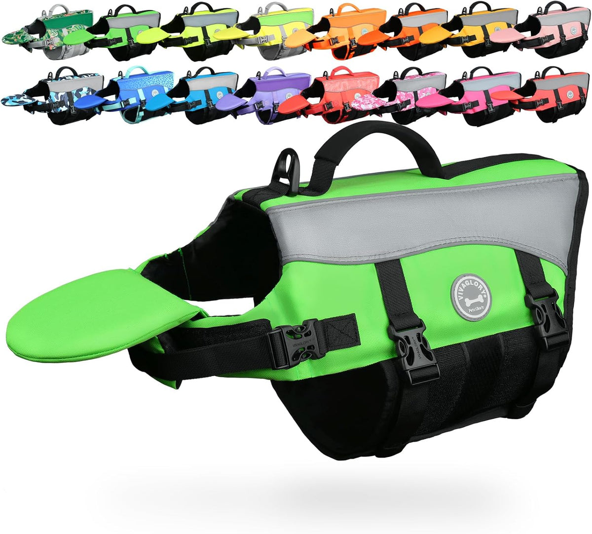 Dog Life Vest for Swimming, Front Float Design, XXS, Bright Green