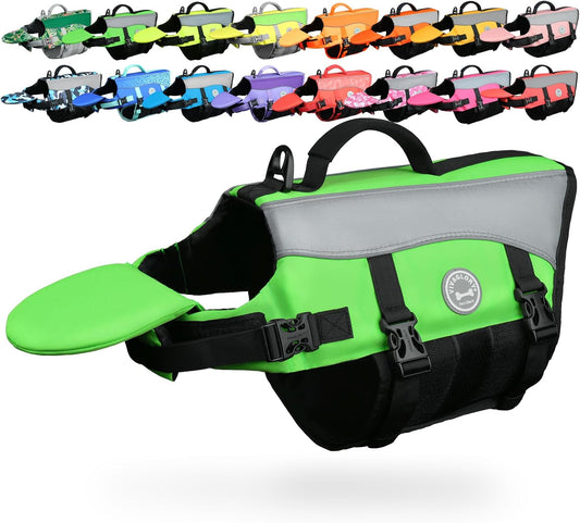 Dog Life Vest for Swimming, Front Float Design, XXS, Bright Green