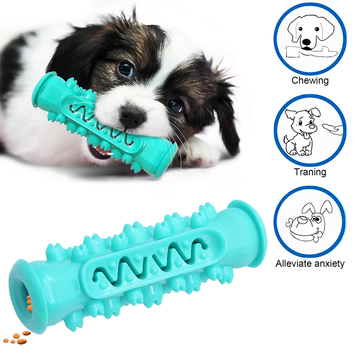 Indestructible Super Chew Dog Toys, Squeaky, Natural Rubber(Blue)
