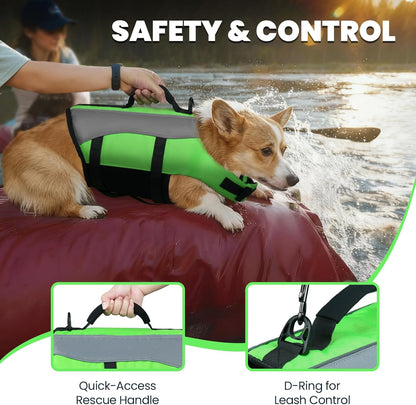 Dog Life Vest for Swimming, Front Float Design, XXS, Bright Green