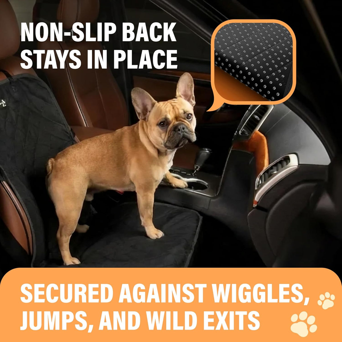 Waterproof Dog Car Seat Cover for SUVs, Trucks, and Sedans - Universal Fit Pet Safety Travel Comfort System in Beige